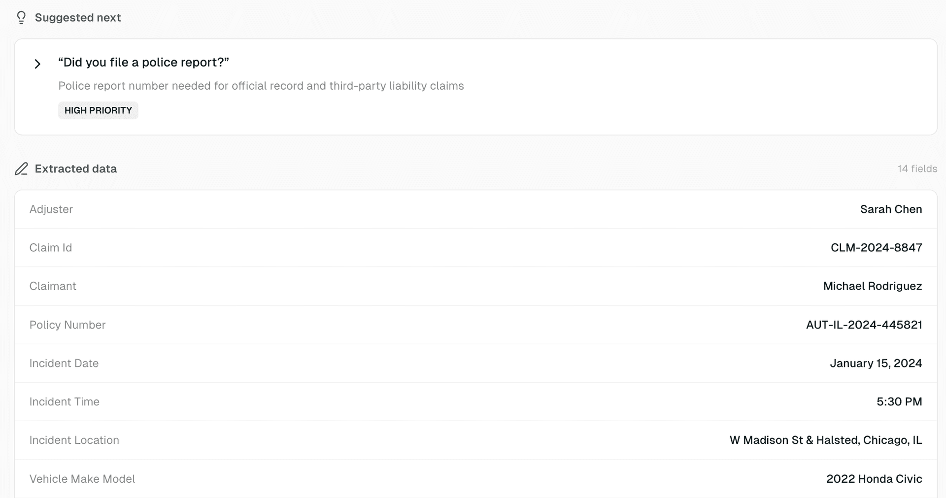 Live call assist panel with suggested questions